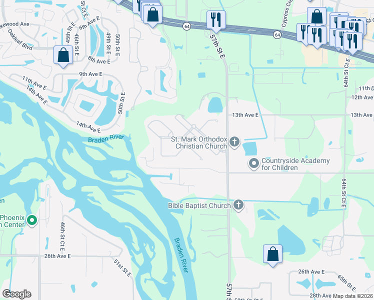 map of restaurants, bars, coffee shops, grocery stores, and more near 1626 White Breeze Cove in Bradenton