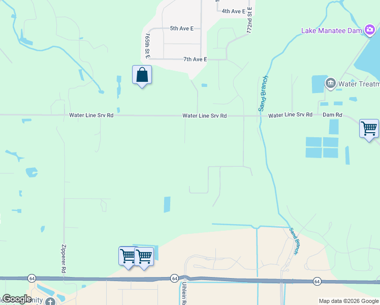 map of restaurants, bars, coffee shops, grocery stores, and more near 16918 Water Line Srv Road in Bradenton