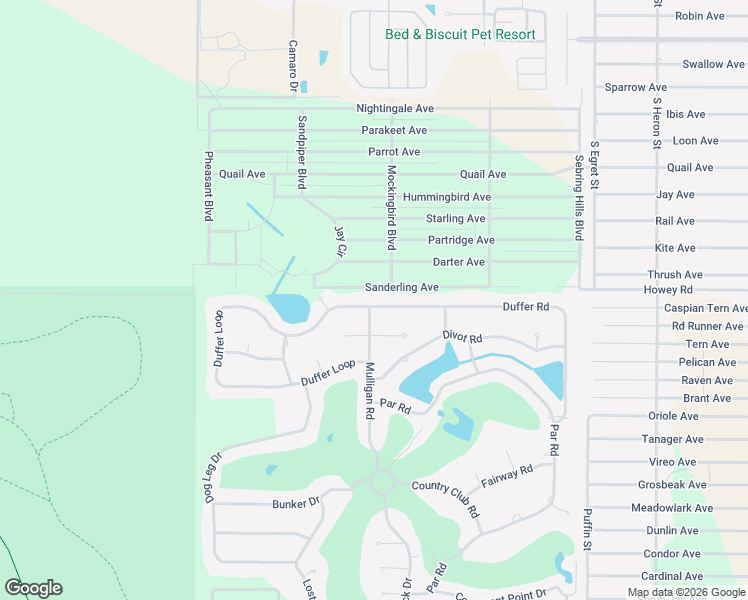 map of restaurants, bars, coffee shops, grocery stores, and more near 1406 Mulligan Road in Sebring