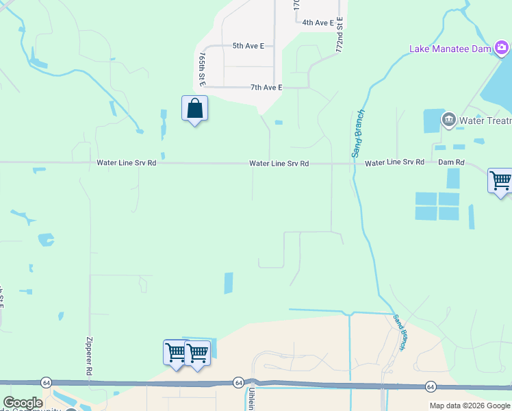 map of restaurants, bars, coffee shops, grocery stores, and more near 16918 Water Line Srv Road in Bradenton
