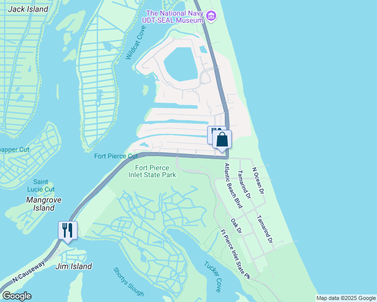 map of restaurants, bars, coffee shops, grocery stores, and more near 249 Bimini Drive in Fort Pierce