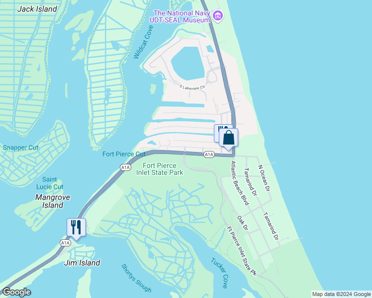 map of restaurants, bars, coffee shops, grocery stores, and more near 249 Bimini Drive in Fort Pierce