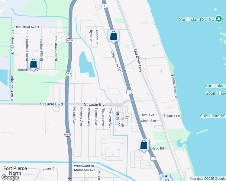 map of restaurants, bars, coffee shops, grocery stores, and more near 2011 Edwin Avenue in Fort Pierce