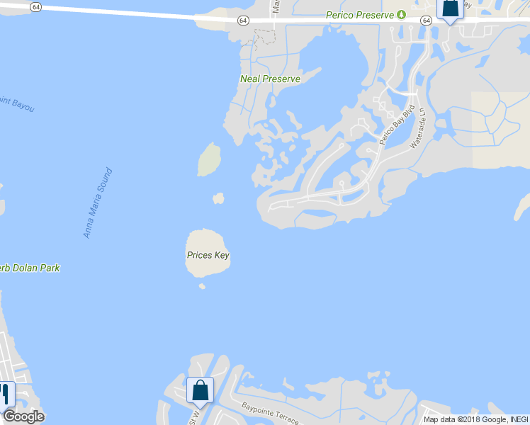 map of restaurants, bars, coffee shops, grocery stores, and more near 1381 Perico Point Circle in Bradenton