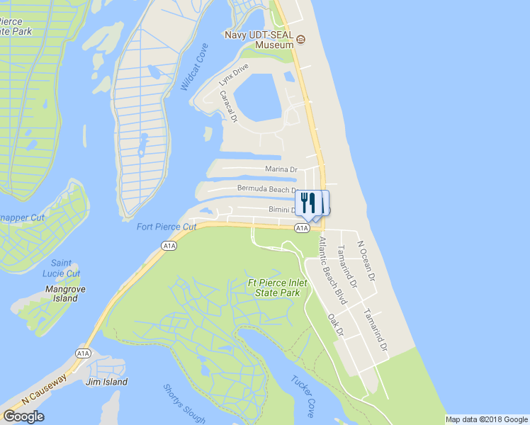 map of restaurants, bars, coffee shops, grocery stores, and more near 249 Bimini Drive in Fort Pierce
