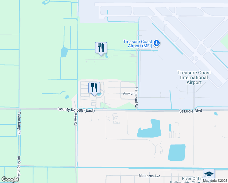 map of restaurants, bars, coffee shops, grocery stores, and more near 5207 Amy Lane in Fort Pierce