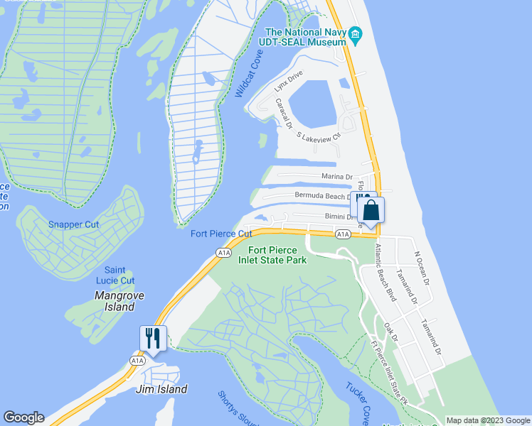 map of restaurants, bars, coffee shops, grocery stores, and more near 2490 Harbour Cove Drive in Fort Pierce