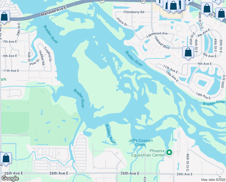 map of restaurants, bars, coffee shops, grocery stores, and more near 354 River Walk Court in Bradenton