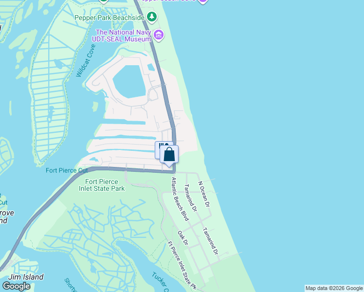 map of restaurants, bars, coffee shops, grocery stores, and more near 2700 Florida A1A in Fort Pierce