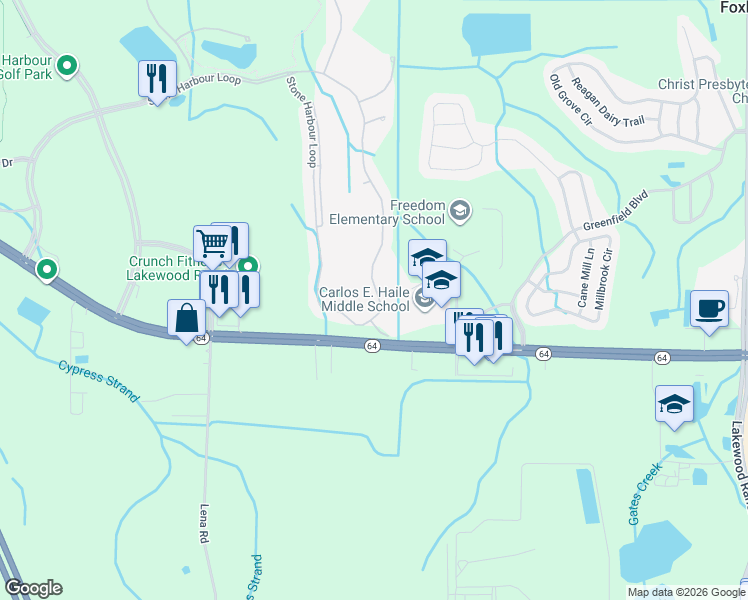 map of restaurants, bars, coffee shops, grocery stores, and more near 8832 Stone Harbour Loop in Bradenton