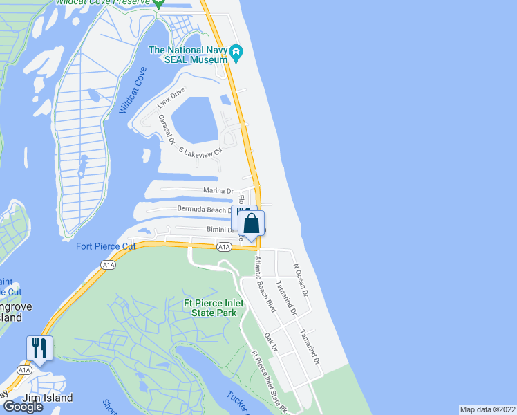 map of restaurants, bars, coffee shops, grocery stores, and more near 2800 Flotilla Terrace in Fort Pierce