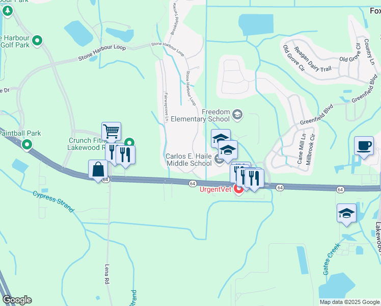 map of restaurants, bars, coffee shops, grocery stores, and more near 8820 Stone Harbour Loop in Bradenton