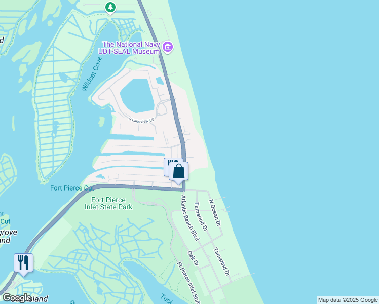 map of restaurants, bars, coffee shops, grocery stores, and more near 2800 Highway A1A in Fort Pierce