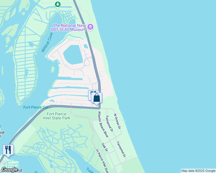 map of restaurants, bars, coffee shops, grocery stores, and more near 2700 Florida A1A in Fort Pierce