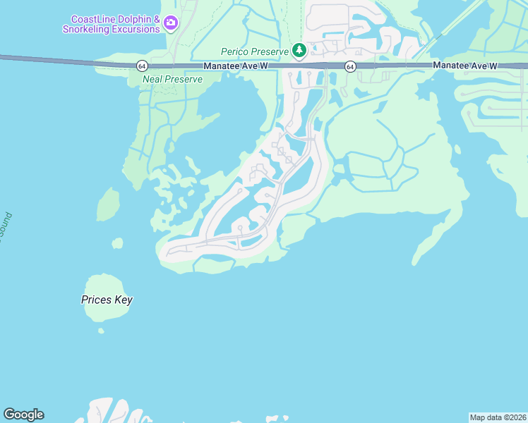 map of restaurants, bars, coffee shops, grocery stores, and more near 1010 Pelican Court in Bradenton