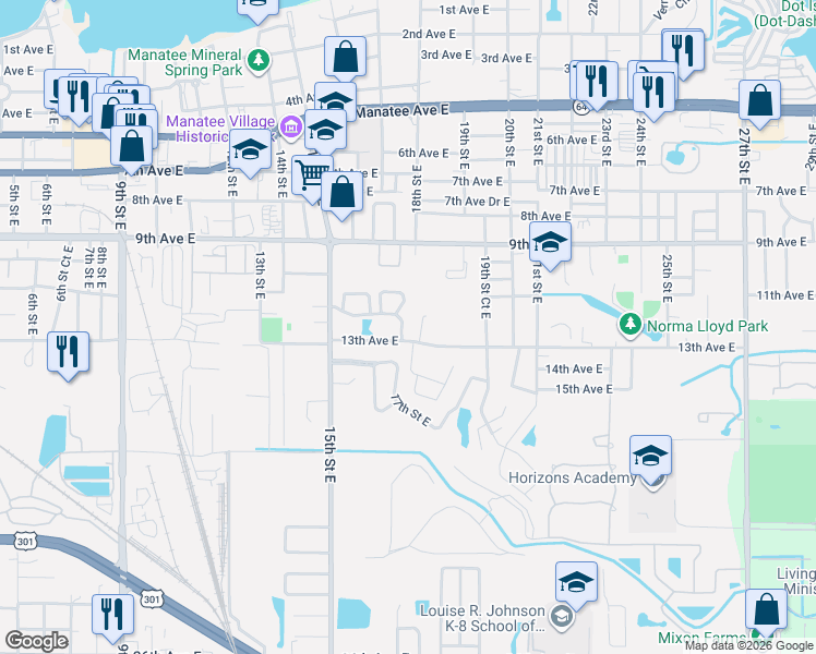 map of restaurants, bars, coffee shops, grocery stores, and more near 1701-1799 Woodwinds Cir in Bradenton