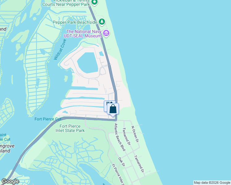 map of restaurants, bars, coffee shops, grocery stores, and more near 2805 North Highway A1A in Fort Pierce
