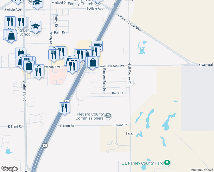 map of restaurants, bars, coffee shops, grocery stores, and more near 1904 Brook Lane in Kingsville