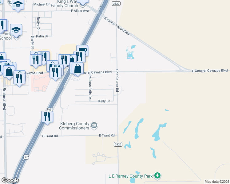 map of restaurants, bars, coffee shops, grocery stores, and more near 2904 Alice Lane in Kingsville