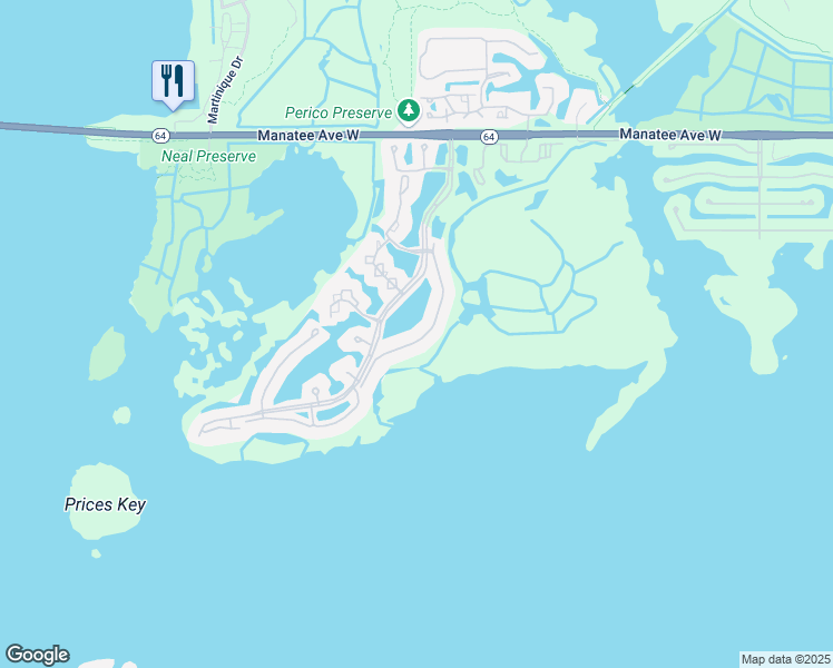 map of restaurants, bars, coffee shops, grocery stores, and more near 923 Waterside Lane in Bradenton