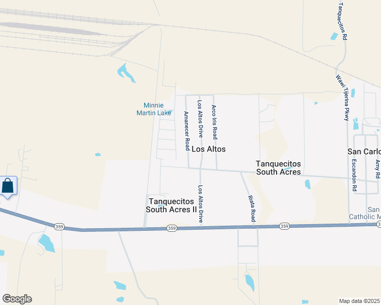 map of restaurants, bars, coffee shops, grocery stores, and more near 213 Amanecer Road in Laredo