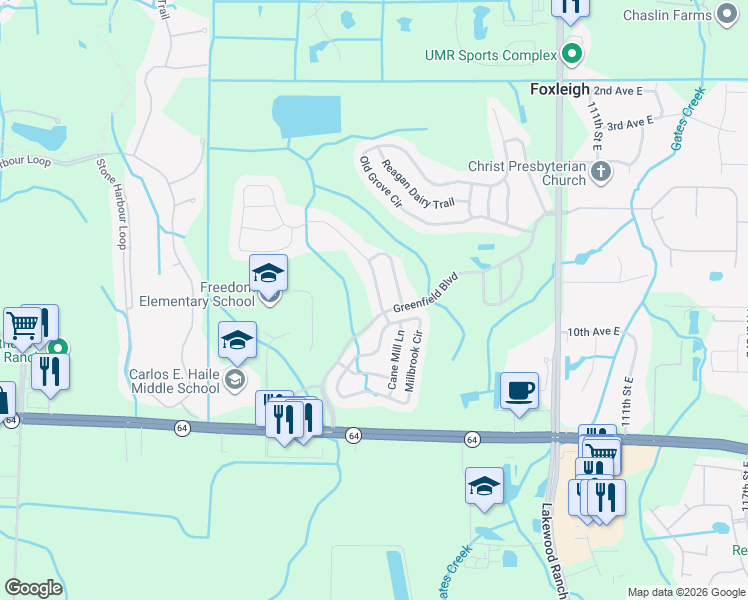 map of restaurants, bars, coffee shops, grocery stores, and more near 774 Planters Manor Way in Bradenton