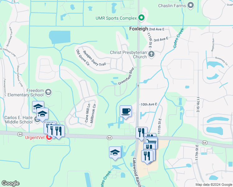 map of restaurants, bars, coffee shops, grocery stores, and more near 823 Springwood Circle in Bradenton