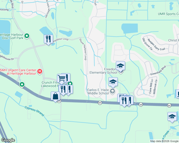 map of restaurants, bars, coffee shops, grocery stores, and more near 1011 Fairwaycove Lane in Bradenton