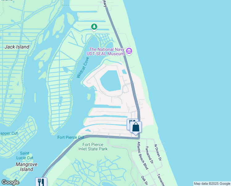 map of restaurants, bars, coffee shops, grocery stores, and more near 3210 South Lakeview Circle in Fort Pierce