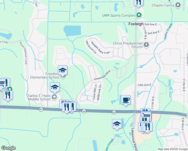 map of restaurants, bars, coffee shops, grocery stores, and more near 774 Planters Manor Way in Bradenton