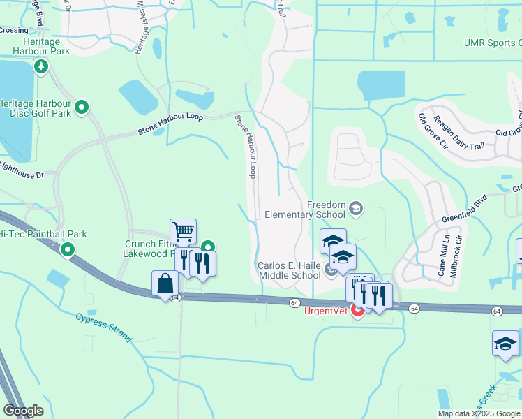 map of restaurants, bars, coffee shops, grocery stores, and more near 1011 Fairwaycove Lane in Bradenton