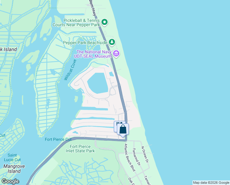 map of restaurants, bars, coffee shops, grocery stores, and more near 227 River Walk in Fort Pierce