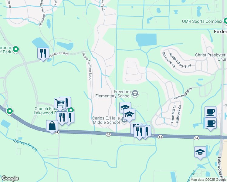 map of restaurants, bars, coffee shops, grocery stores, and more near 8741 Stone Harbour Loop in Bradenton