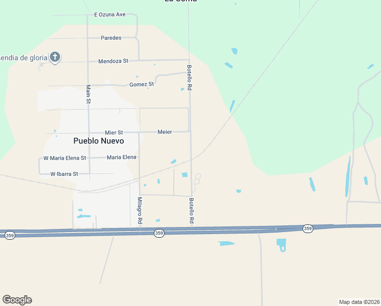 map of restaurants, bars, coffee shops, grocery stores, and more near Botello Road in Laredo