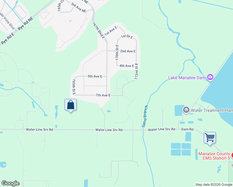 map of restaurants, bars, coffee shops, grocery stores, and more near 16706 7th Avenue East in Bradenton