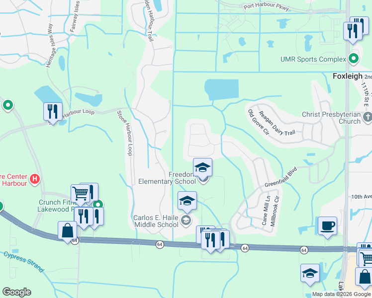 map of restaurants, bars, coffee shops, grocery stores, and more near 578 Planters Manor Way in Bradenton