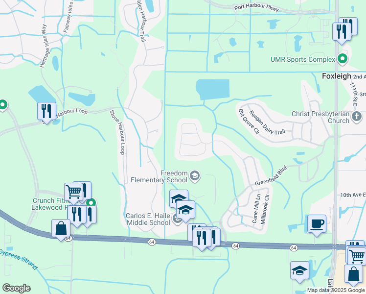map of restaurants, bars, coffee shops, grocery stores, and more near 569 Planters Manor Way in Bradenton