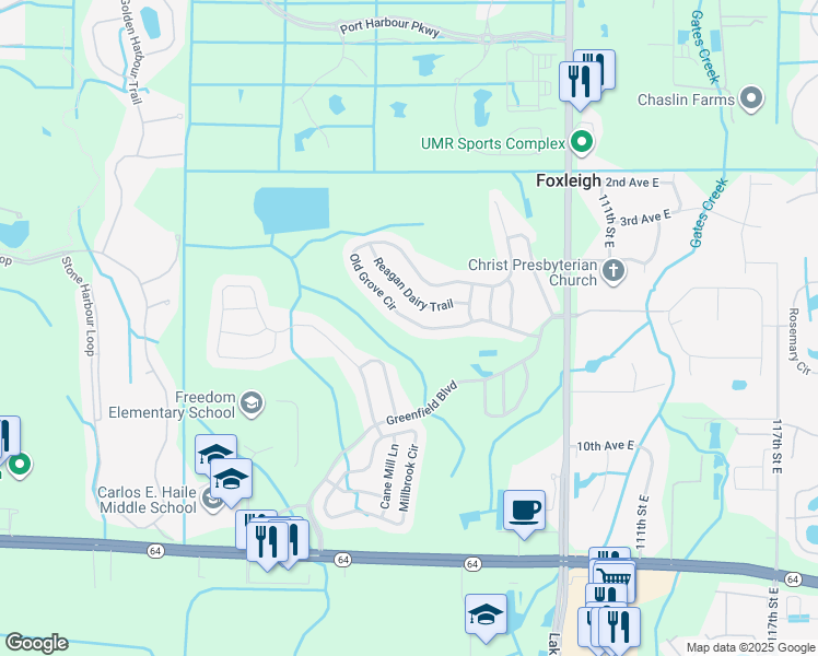 map of restaurants, bars, coffee shops, grocery stores, and more near 10667 Old Grove Circle in Bradenton