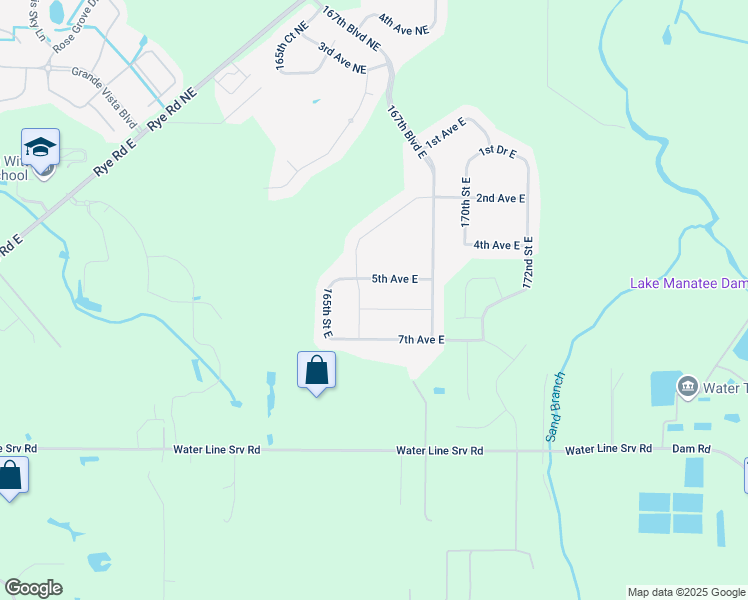 map of restaurants, bars, coffee shops, grocery stores, and more near 16611 6th Avenue East in Bradenton