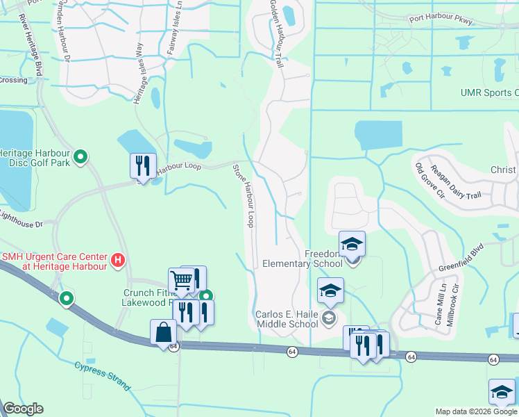map of restaurants, bars, coffee shops, grocery stores, and more near 819 Fairwaycove Lane in Bradenton