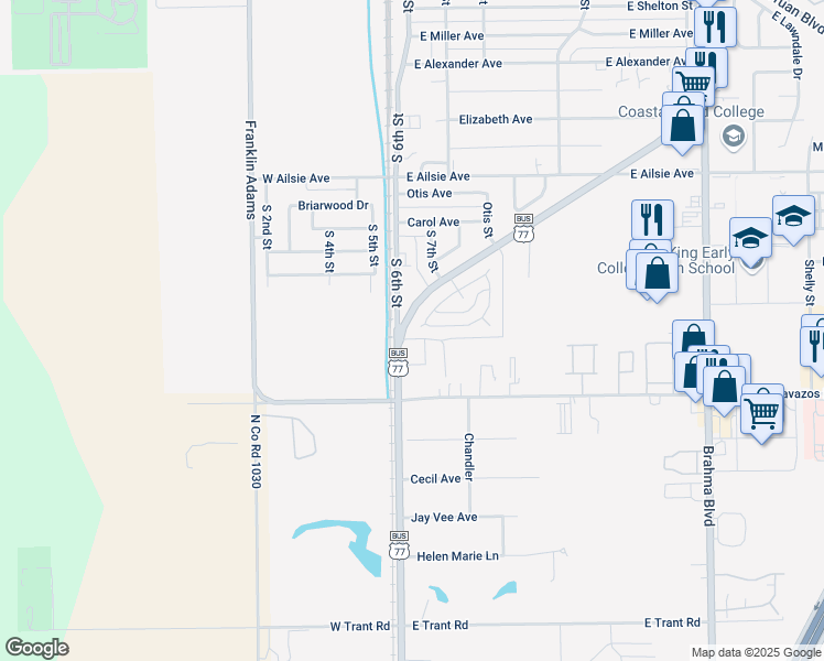 map of restaurants, bars, coffee shops, grocery stores, and more near 205 North Pasadena Street in Kingsville