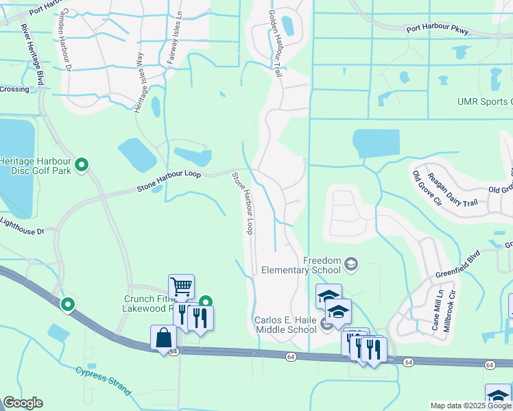 map of restaurants, bars, coffee shops, grocery stores, and more near 819 Fairwaycove Lane in Bradenton