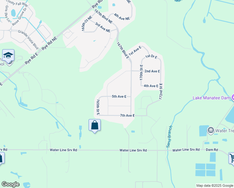 map of restaurants, bars, coffee shops, grocery stores, and more near 16613 5th Avenue East in Bradenton