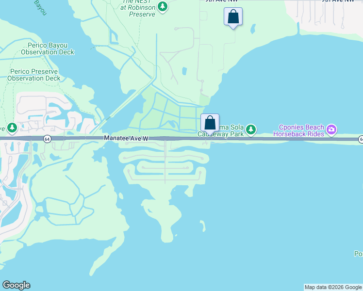 map of restaurants, bars, coffee shops, grocery stores, and more near 10016 Sandpiper Road East in Bradenton