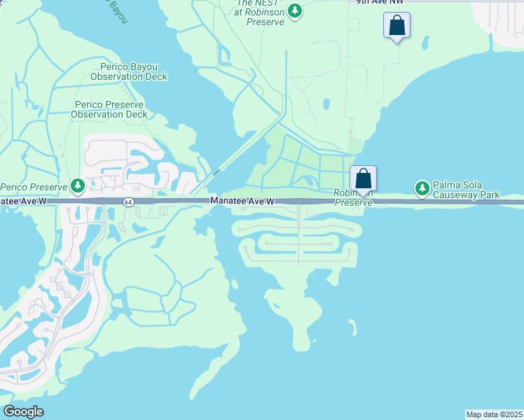 map of restaurants, bars, coffee shops, grocery stores, and more near 10437 Waterbird Way in Bradenton