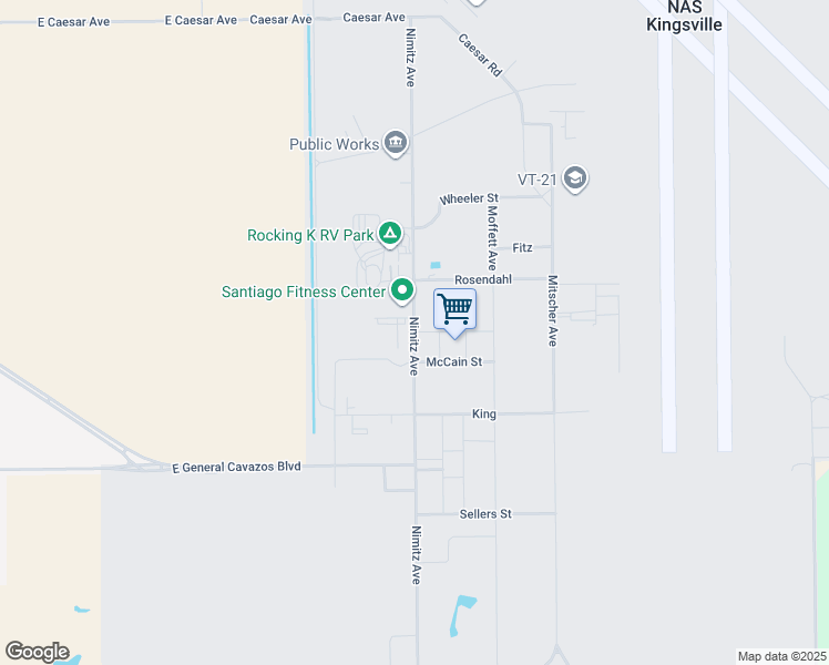 map of restaurants, bars, coffee shops, grocery stores, and more near Nimitz Avenue in Kingsville