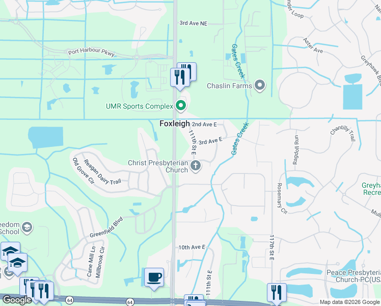 map of restaurants, bars, coffee shops, grocery stores, and more near 314 111th Street East in Bradenton