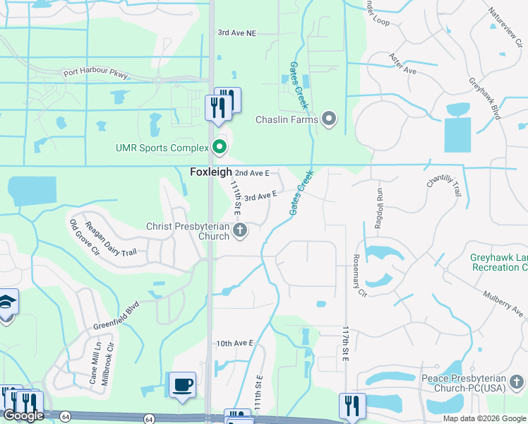 map of restaurants, bars, coffee shops, grocery stores, and more near 316 112th Street East in Bradenton