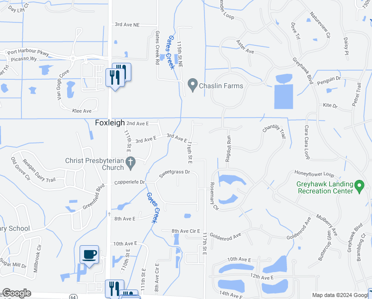map of restaurants, bars, coffee shops, grocery stores, and more near 312 116th Street East in Bradenton