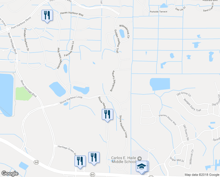 map of restaurants, bars, coffee shops, grocery stores, and more near 8819 Brookfield Terrace in Bradenton